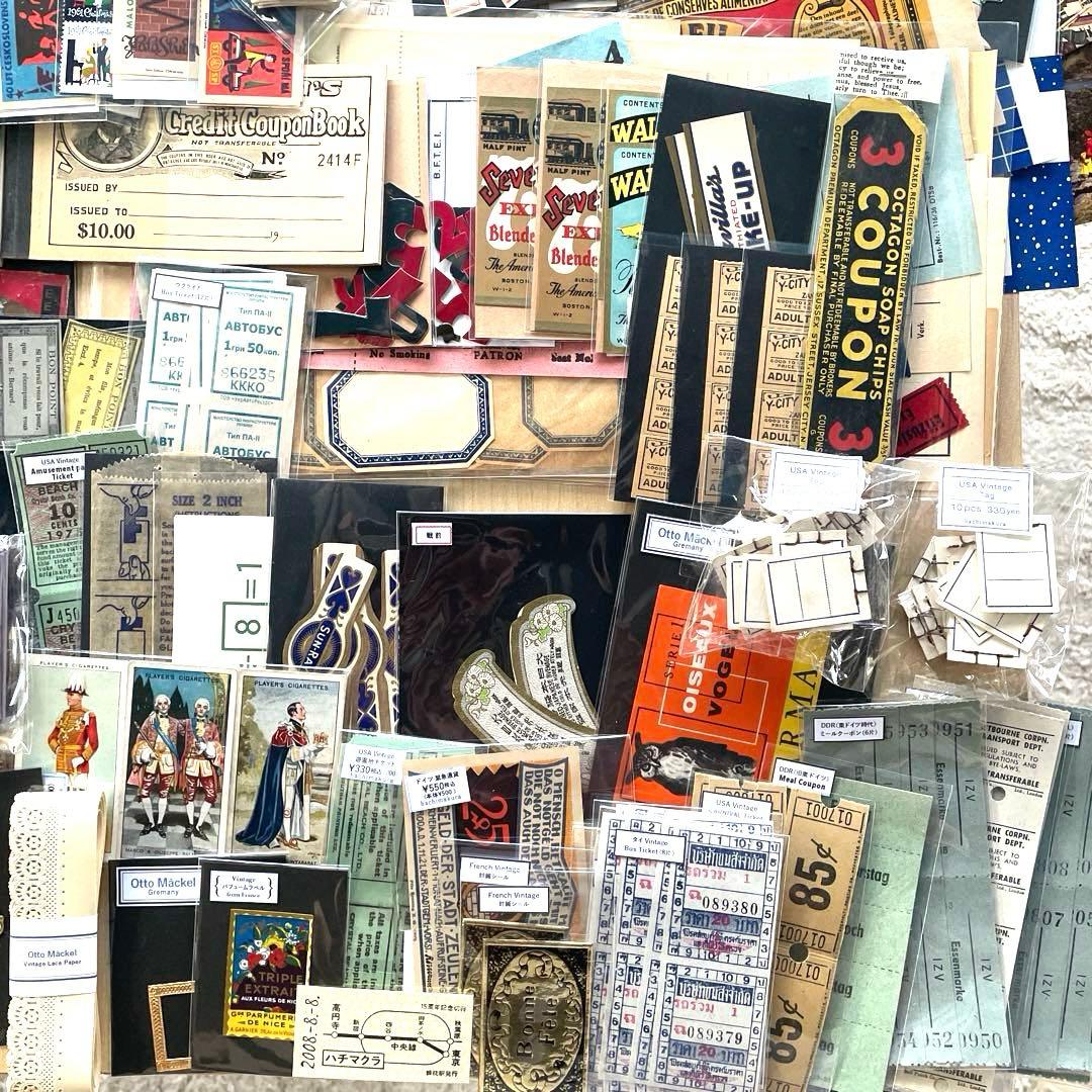 ヴィンテージ 紙モノ 新品大量まとめ売り 蚤の市ジャンクジャーナルコラージュ素材
