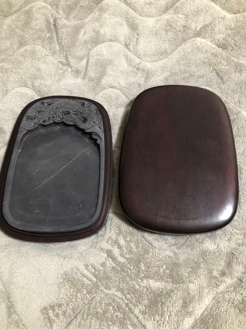 硯　すずり 端溪硯 大西洞 老坑 水岩 金錢氷紋 雲鳳文 書道用品 端渓硯