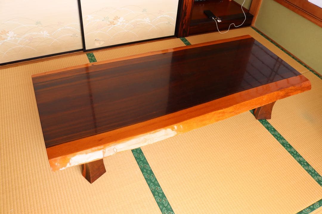 花梨 一枚板 座卓 無垢 和家具 151.5cm 直接引き取り