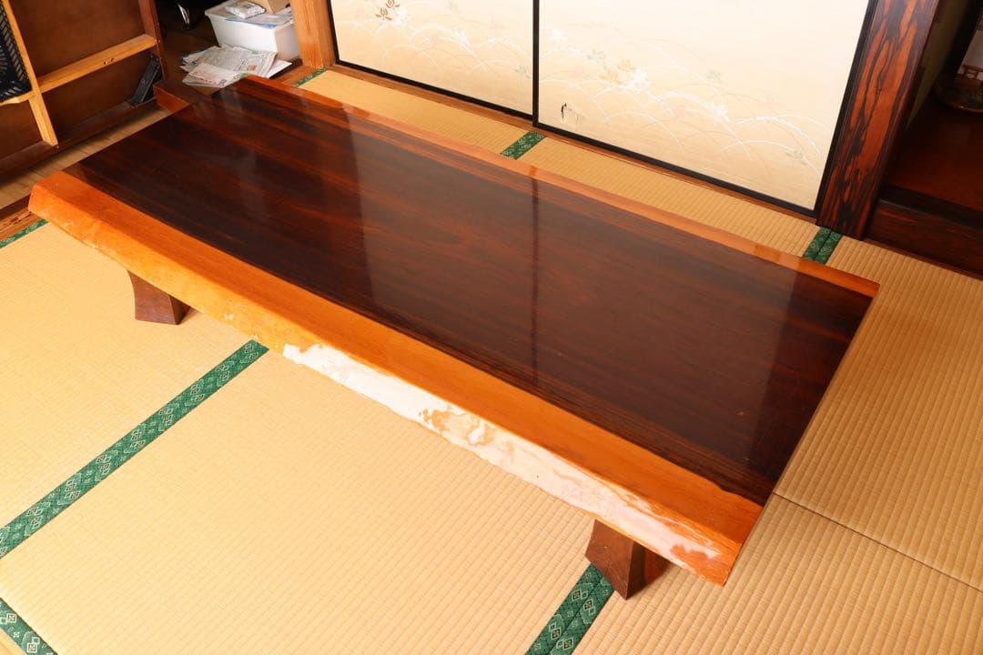 花梨 一枚板 座卓 無垢 和家具 151.5cm 直接引き取り