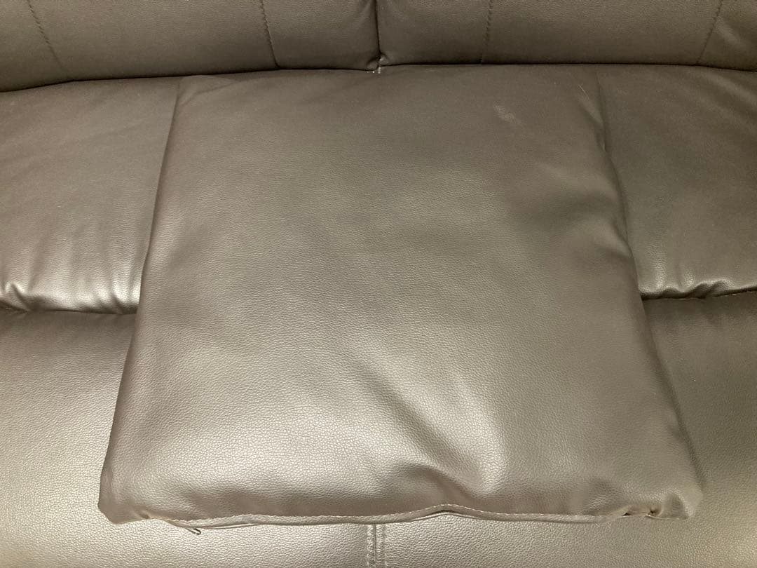 ニトリ 二人掛けソファ コウテイ 合成皮革 ダークブラウン 茶色 クッション付き