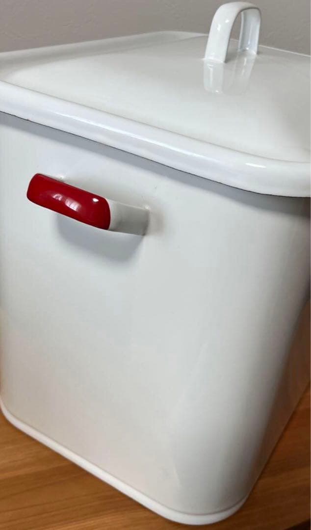 激レア　協和工業　ブレッド缶　ホーロー　白　赤