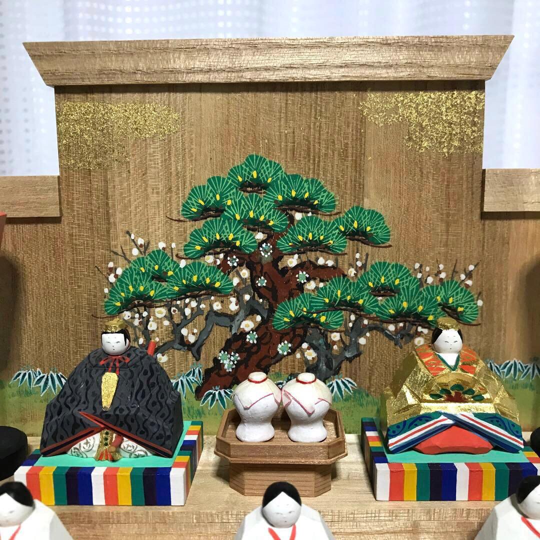 【美品・レア物】奈良一刀彫　ひな壇　雛人形15人揃　神泉作