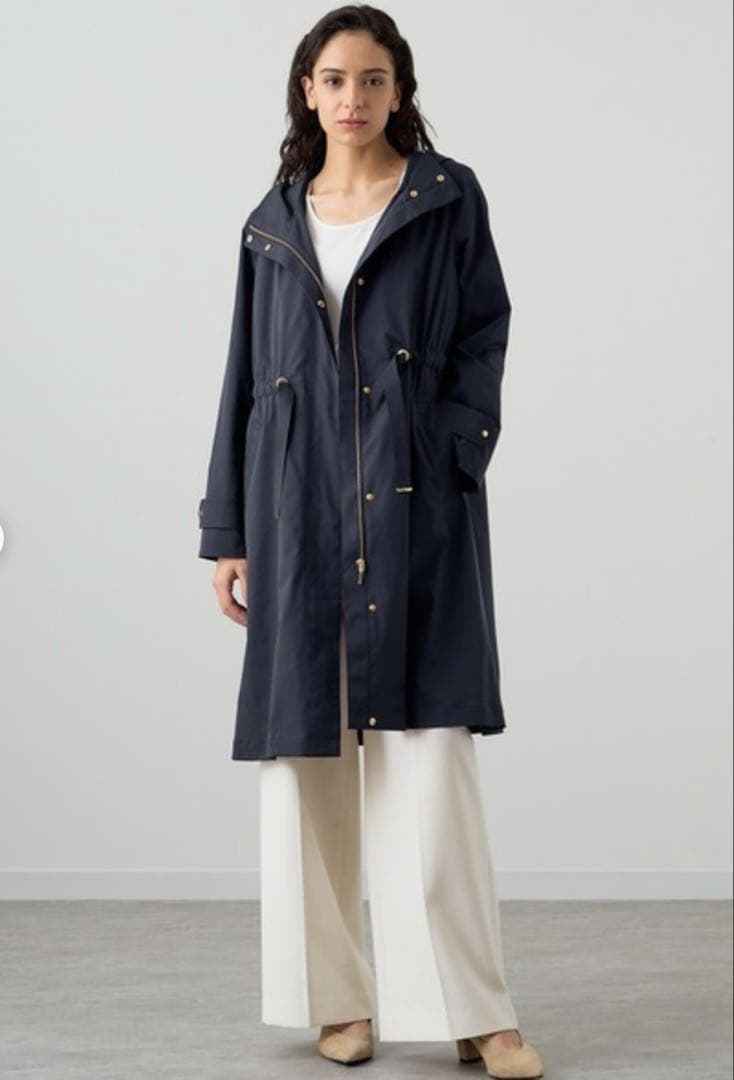 新品ANAYI ブライトツイルライナー付モッズコート　ネイビー 36サイズ