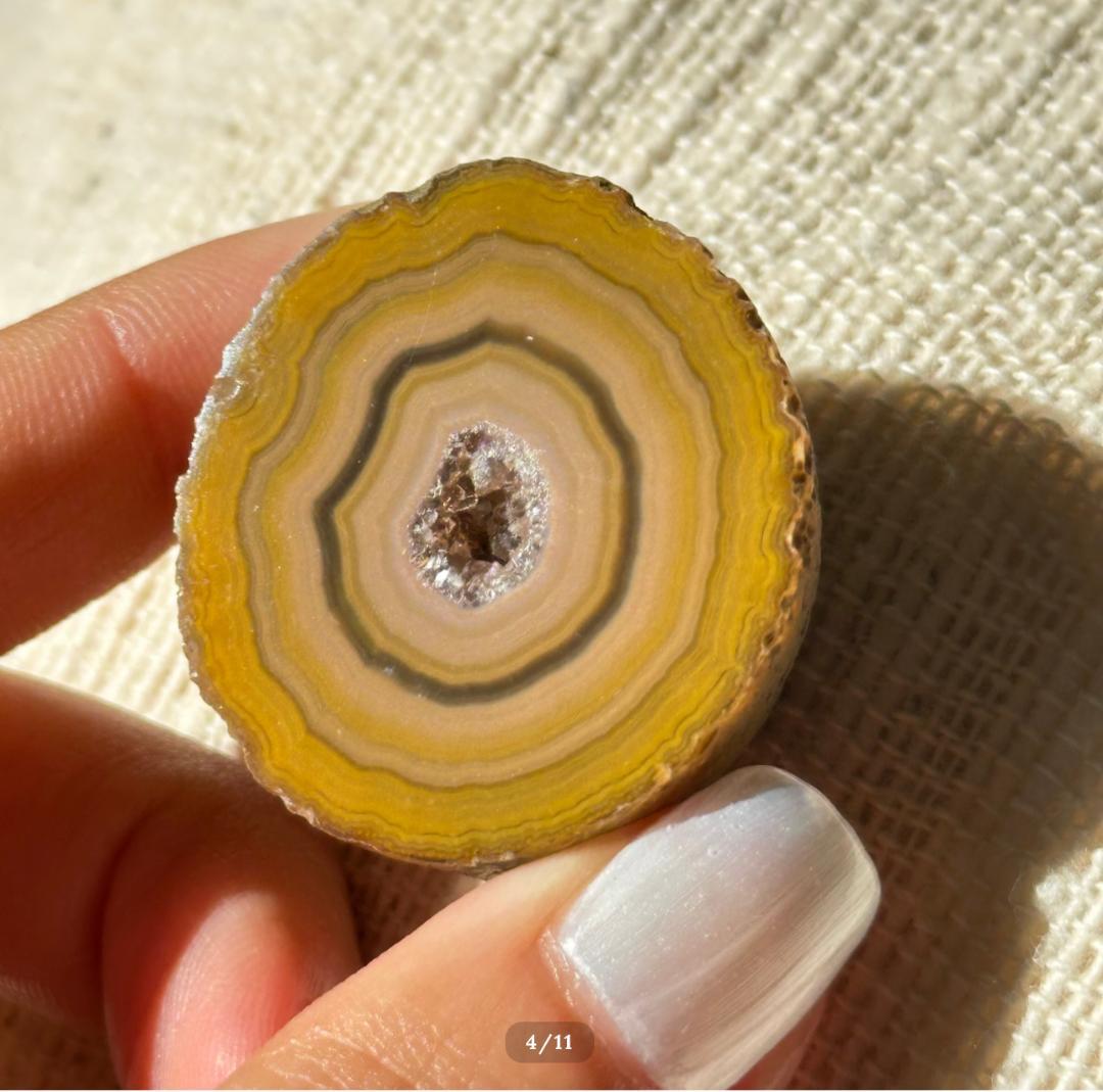 【トレジャー アゲート】ペア ジオード アイバンド 瑪瑙 原石 ポリッシュ