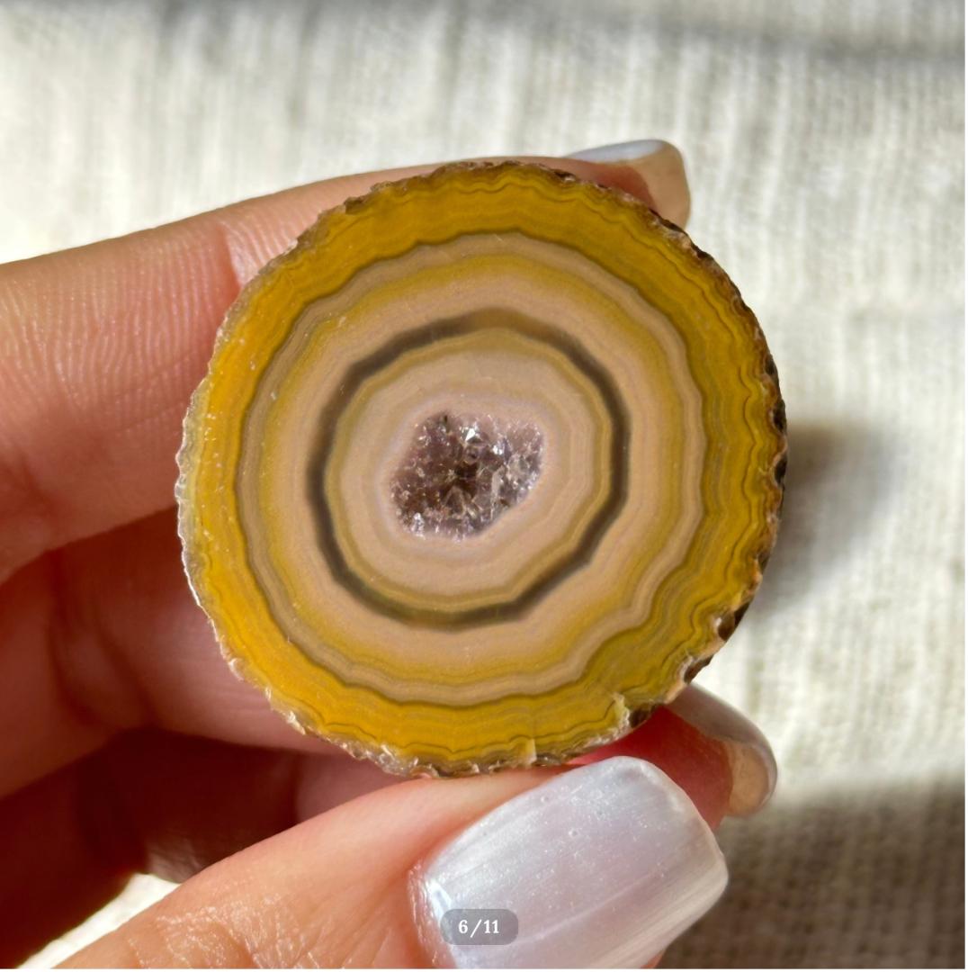 【トレジャー アゲート】ペア ジオード アイバンド 瑪瑙 原石 ポリッシュ