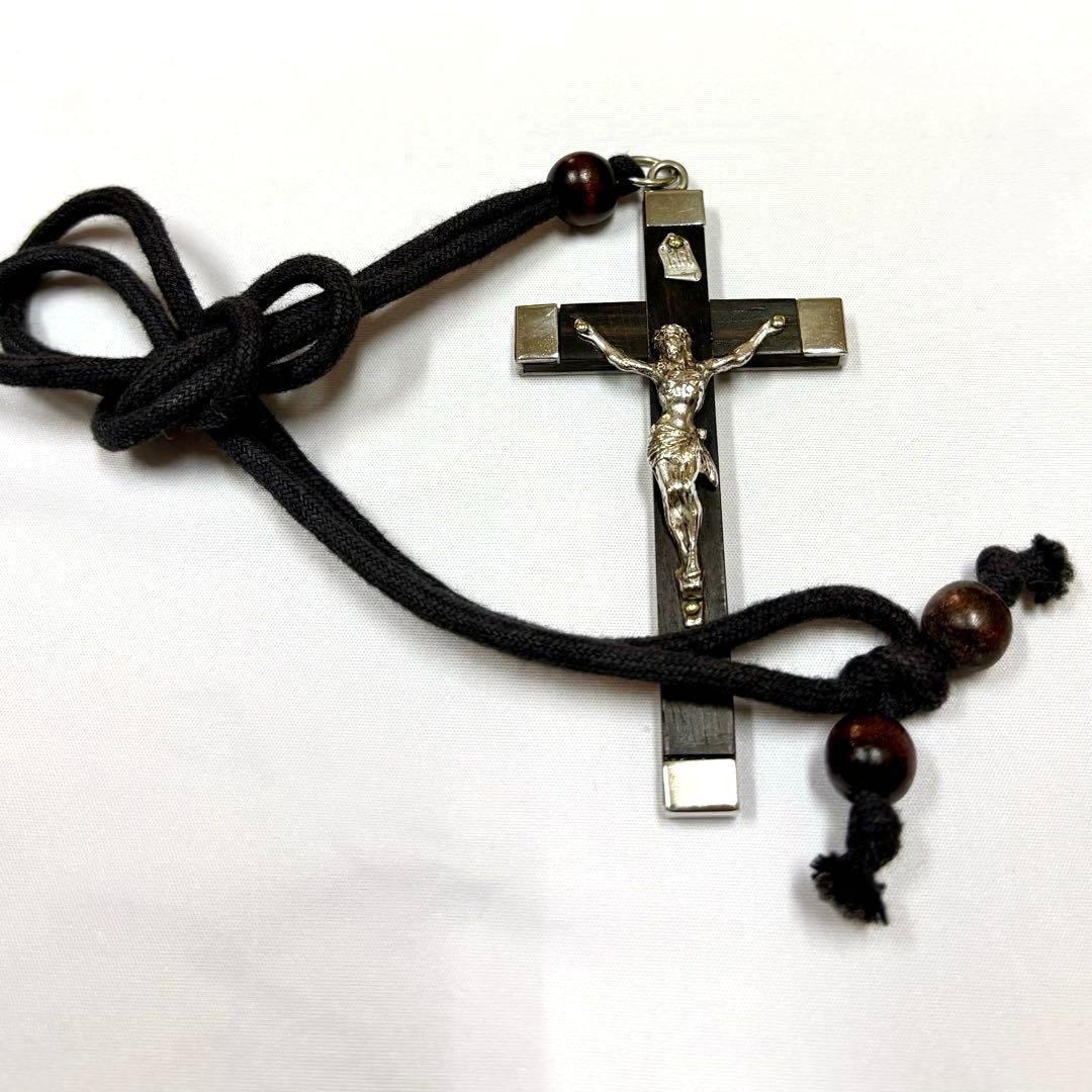 フランス アンティーク 聖イエス クロス 大型 十字架 78x42mm