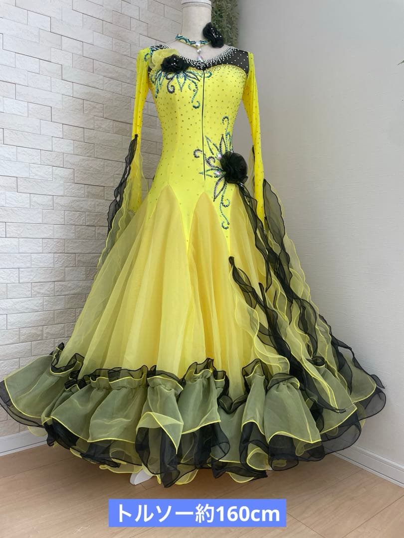 社交ダンス　スタンダードドレス⭐️イエロー＆ブラック
