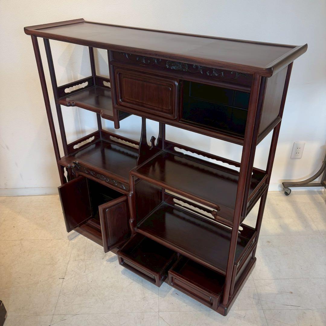 唐木家具 花梨 茶箪笥 飾り棚 日本式茶棚　筆返し　サイドボード ビンテージ