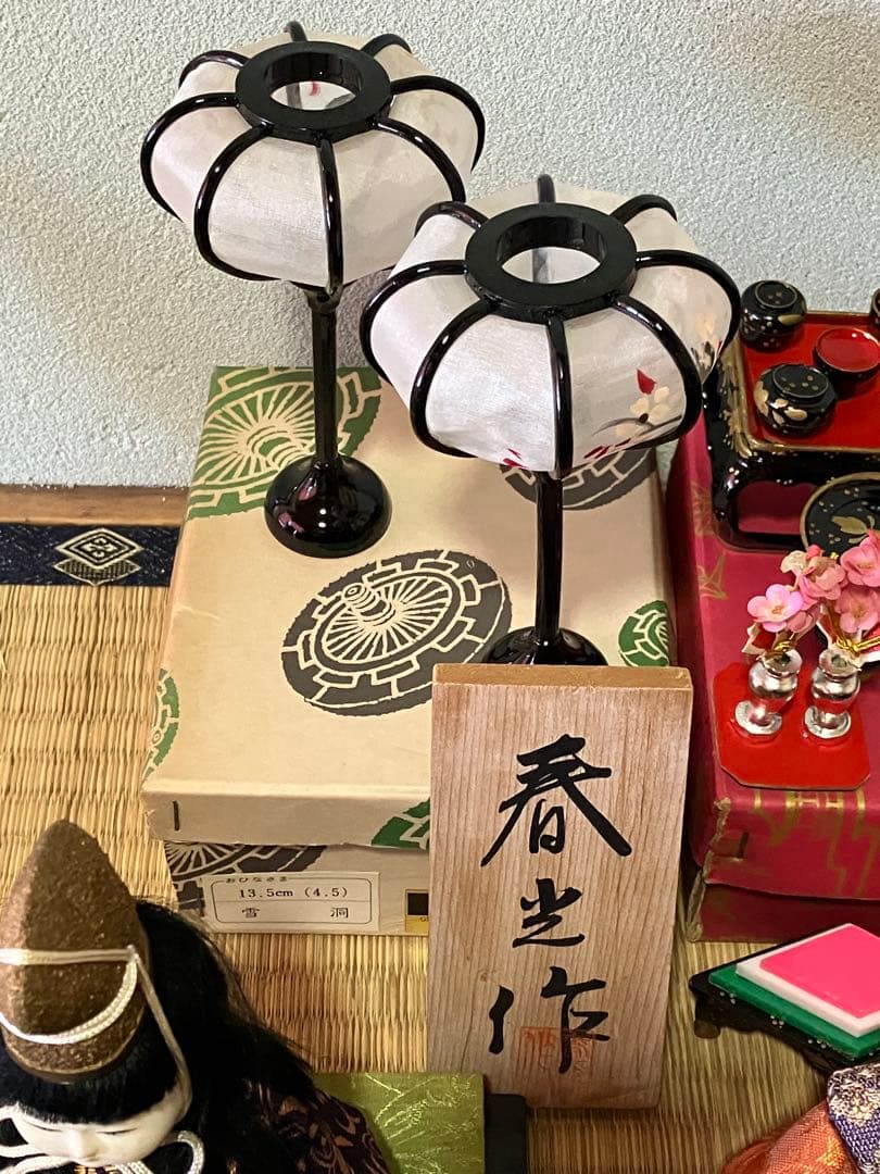 美品 春光作 ひな人形 大量セット 昭和 レトロ 雛祭り 雪洞 掛盤膳揃 雲絹縁