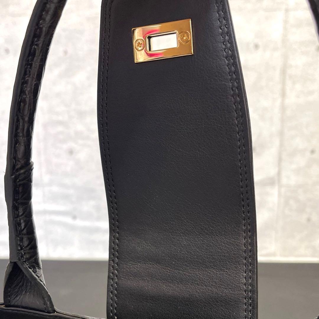 専用品BEAUGRAND クロコダイル JRA認定 ブラック トートバッグ