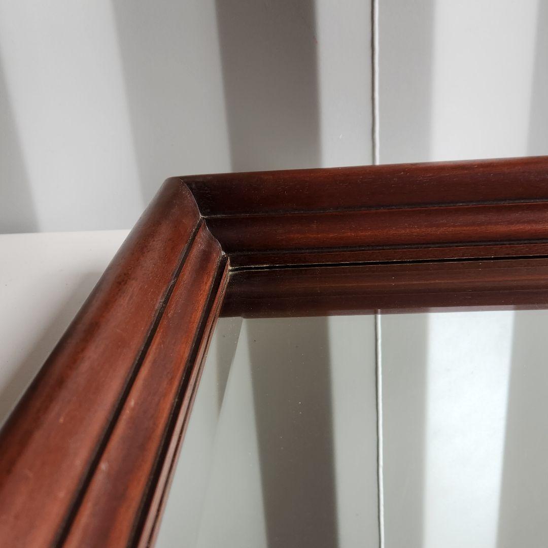 美品 ヴィンテージ　マホガニー材　ウォールミラー 壁掛け鏡 天然木 鏡