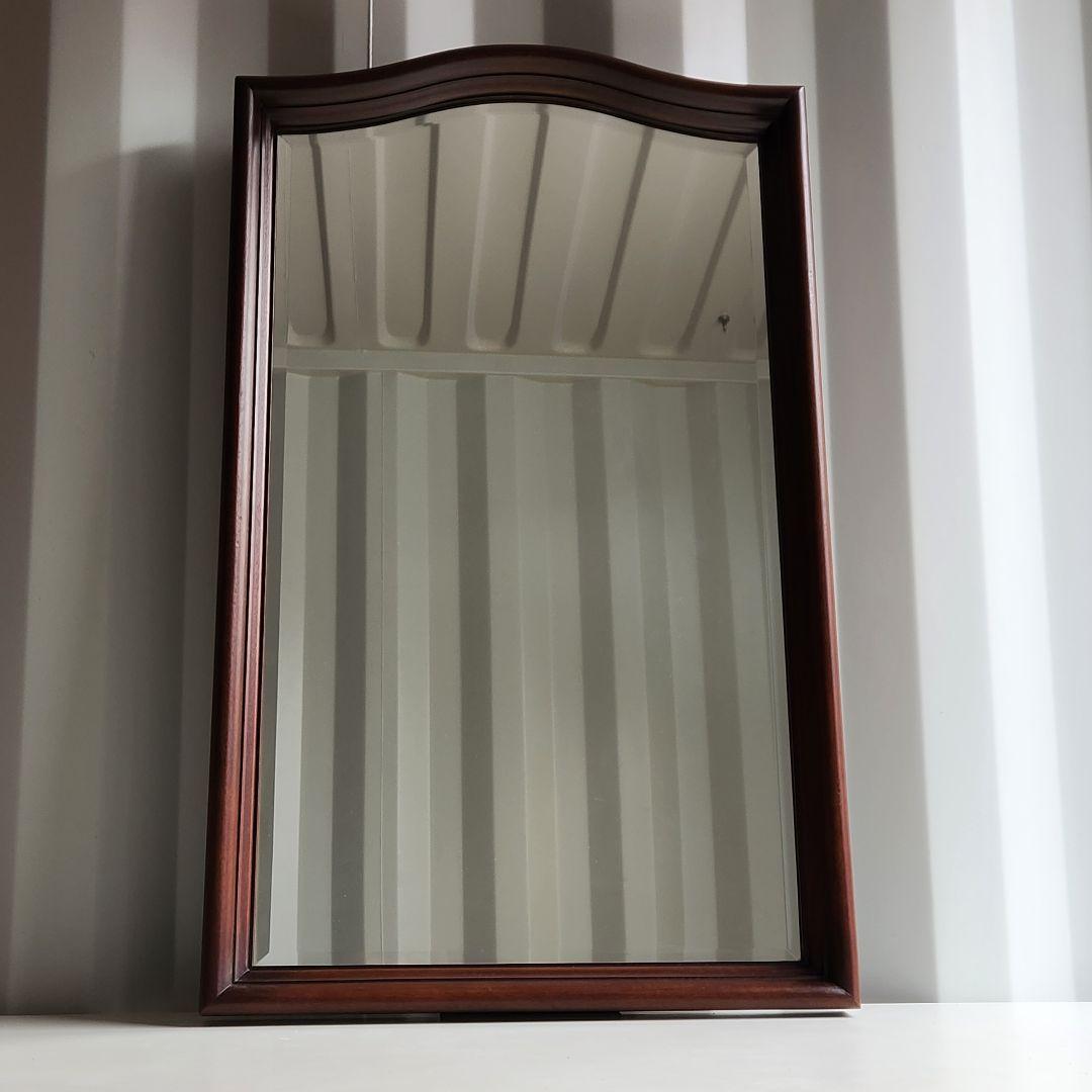 美品 ヴィンテージ　マホガニー材　ウォールミラー 壁掛け鏡 天然木 鏡
