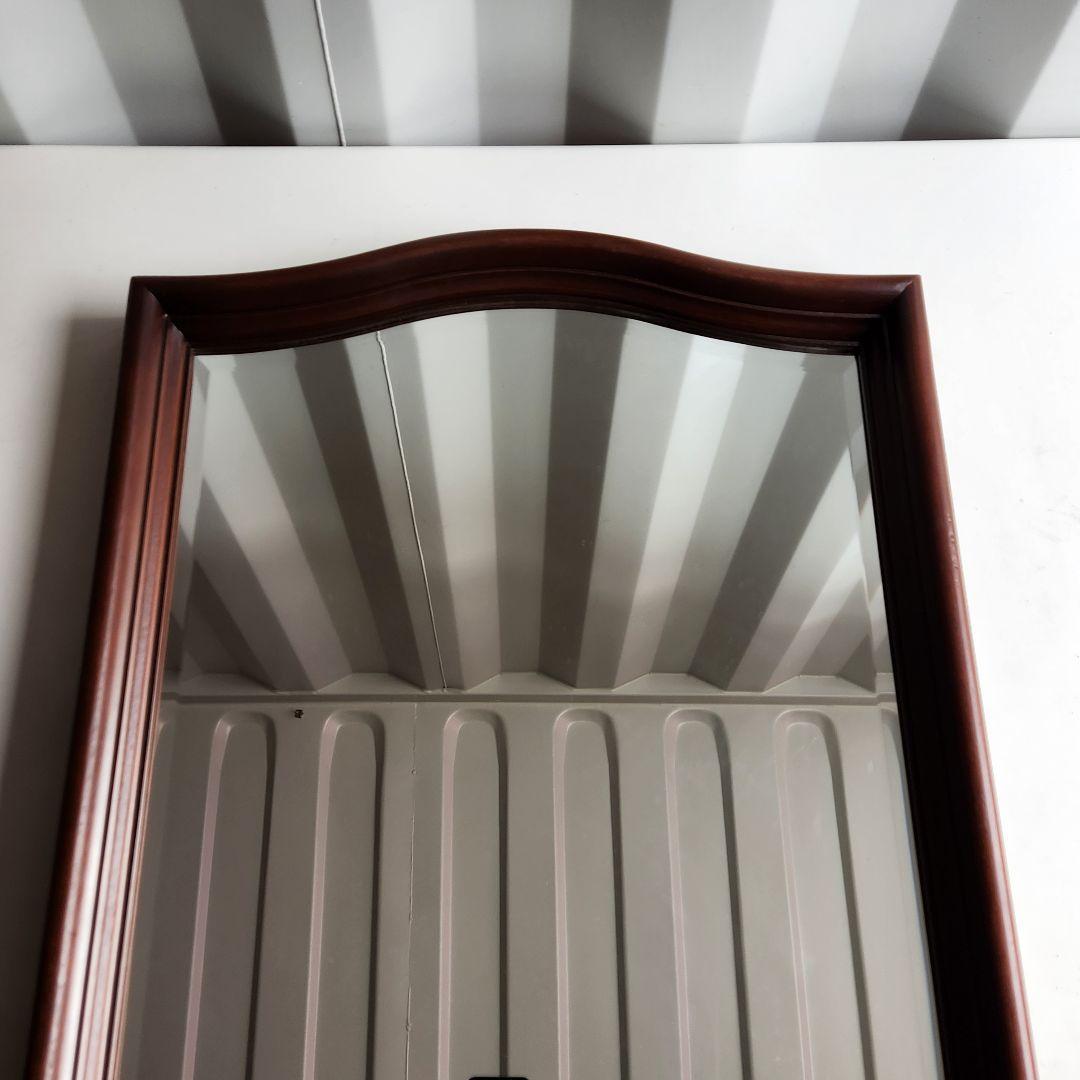 美品 ヴィンテージ　マホガニー材　ウォールミラー 壁掛け鏡 天然木 鏡