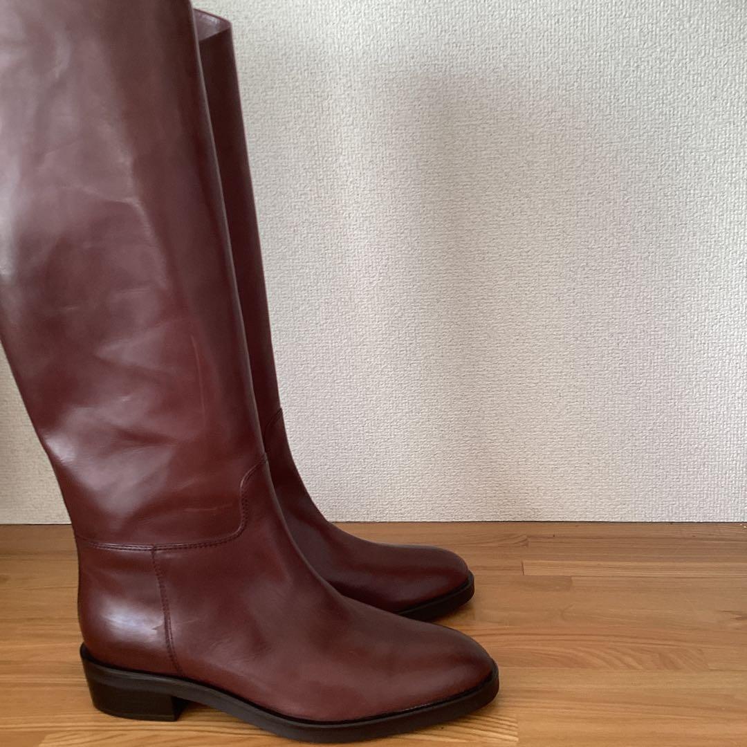 本革 ロングブーツ ジョッキー サイズ39 ジッパー付きの希少なブーツ