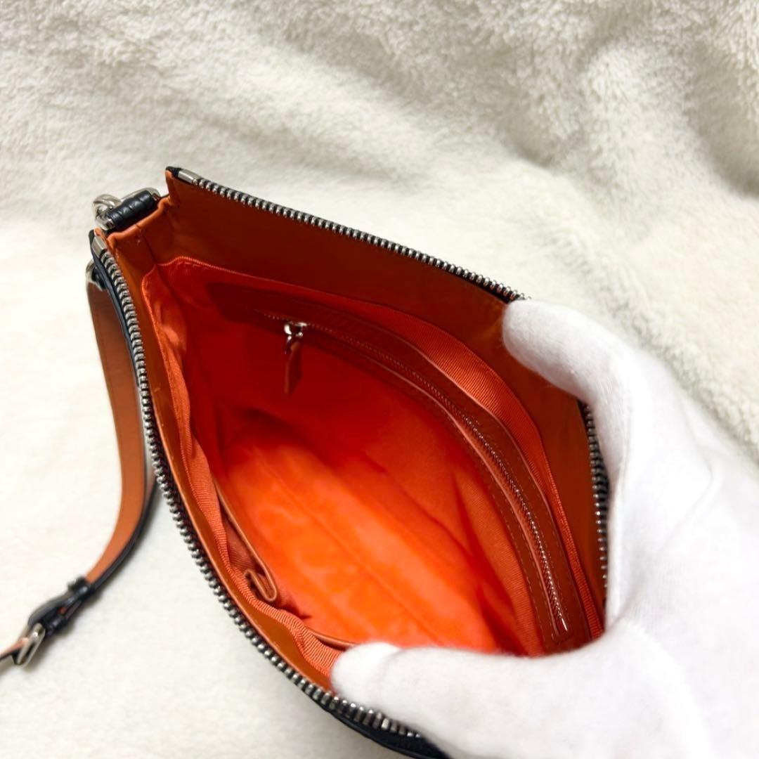 美品 本革 ショルダーバッグ クロコダイル レディース 黒 ブラック 三京商会