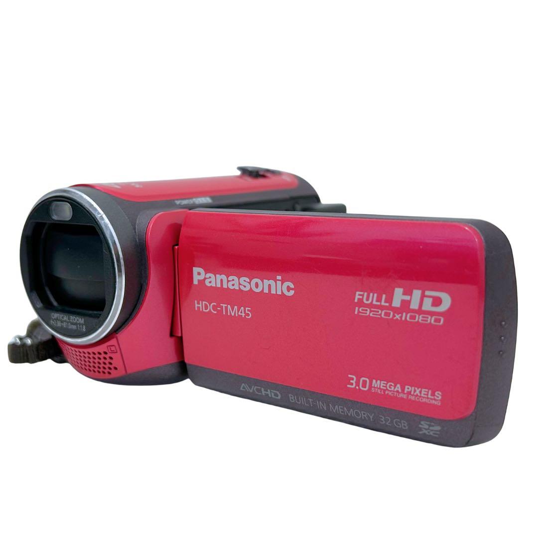 【美品】Panasonic HDC-TM45 レッド／ビデオカメラ32 GB内蔵