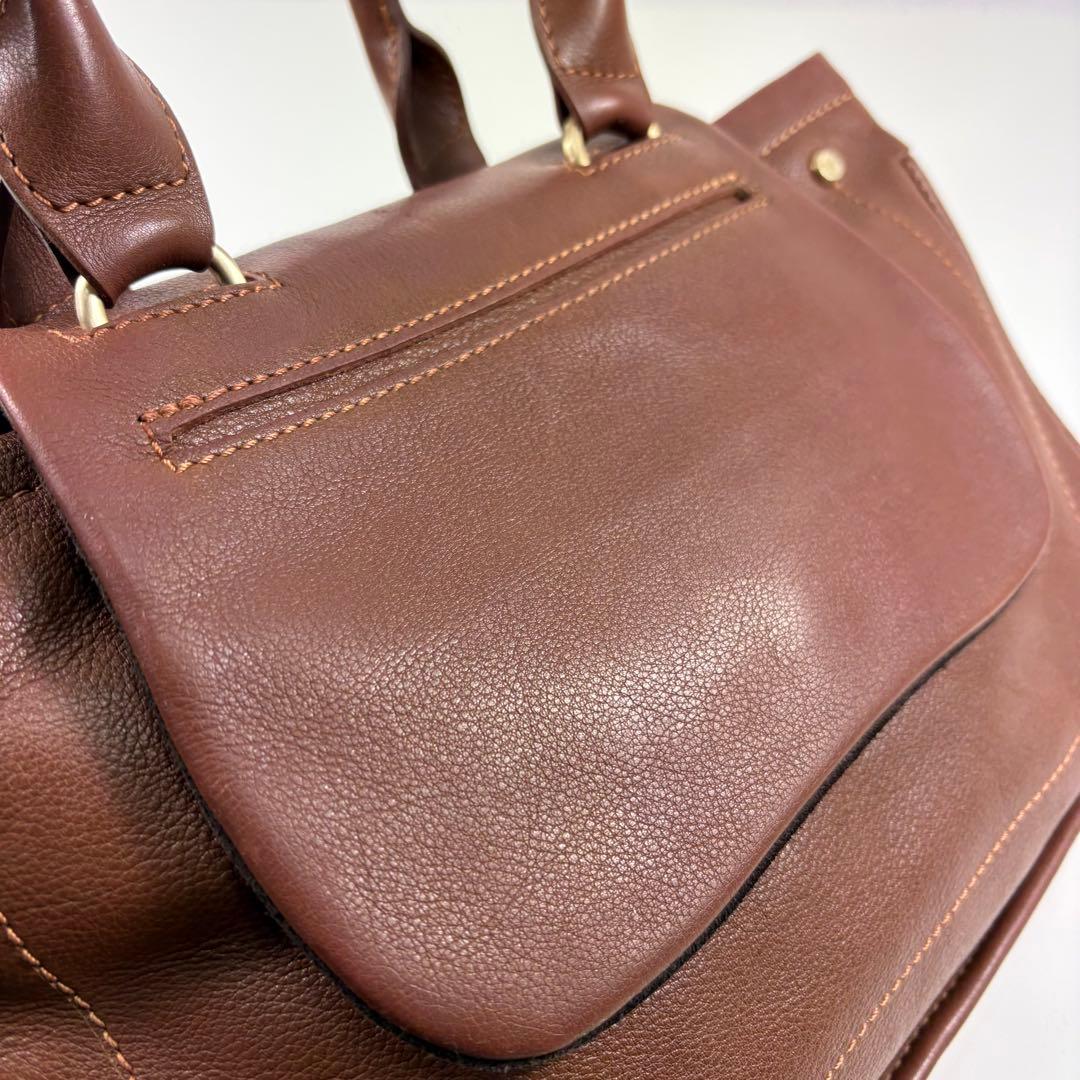 LONGCHAMP ロンシャン バルザンレザー トートバッグ ハンドバッグ 茶色