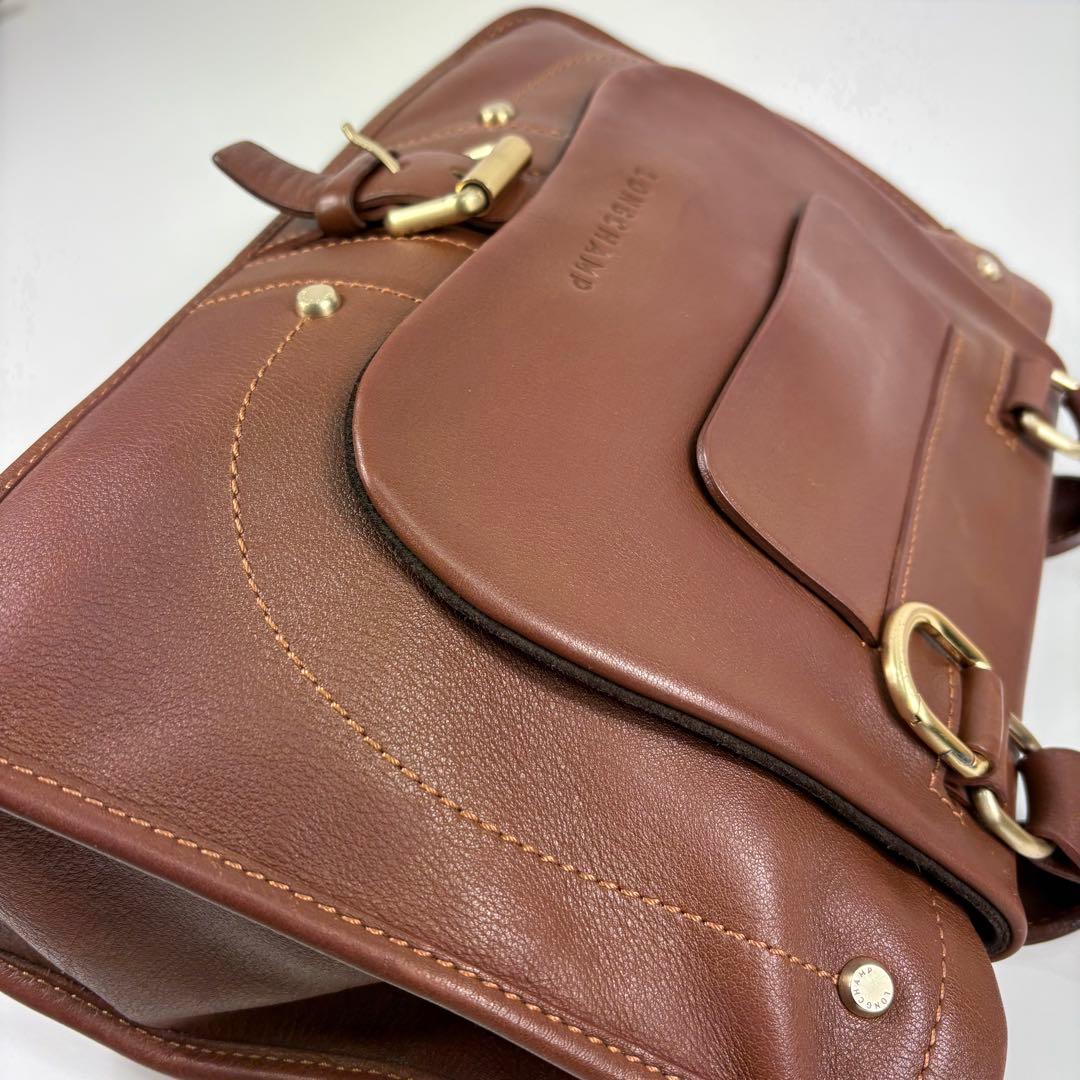 LONGCHAMP ロンシャン バルザンレザー トートバッグ ハンドバッグ 茶色