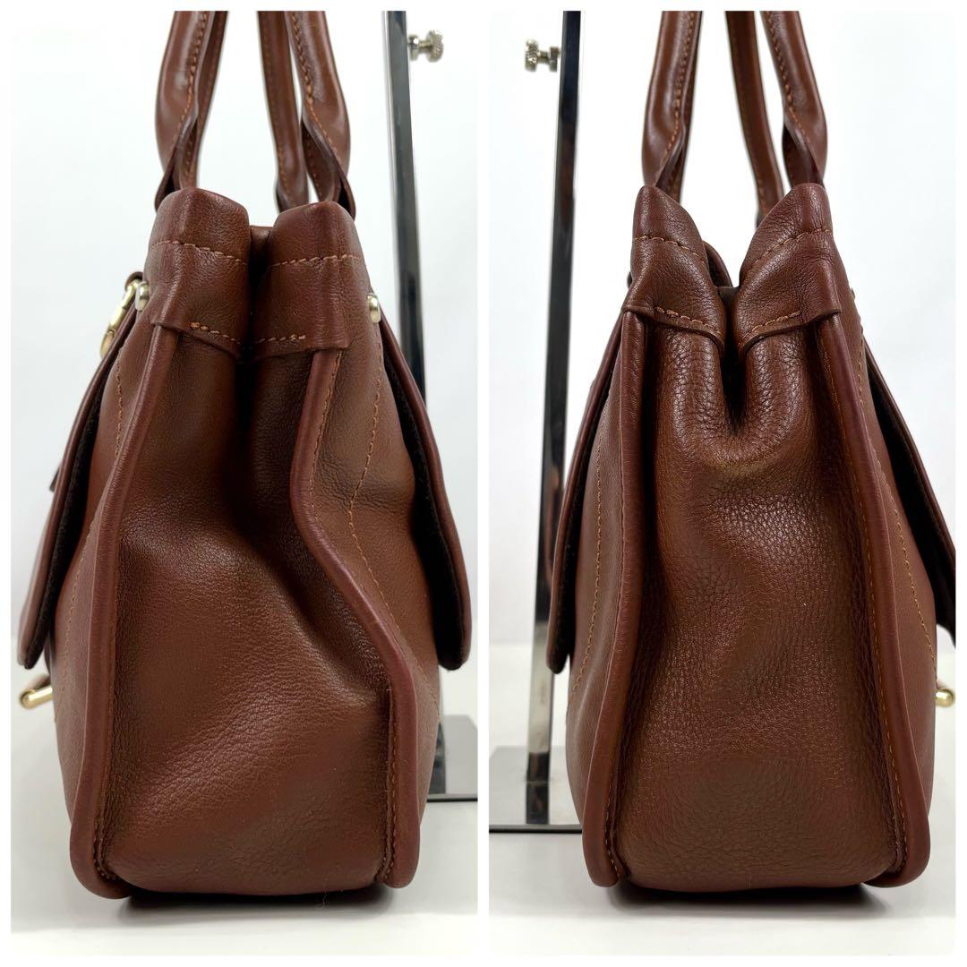 LONGCHAMP ロンシャン バルザンレザー トートバッグ ハンドバッグ 茶色