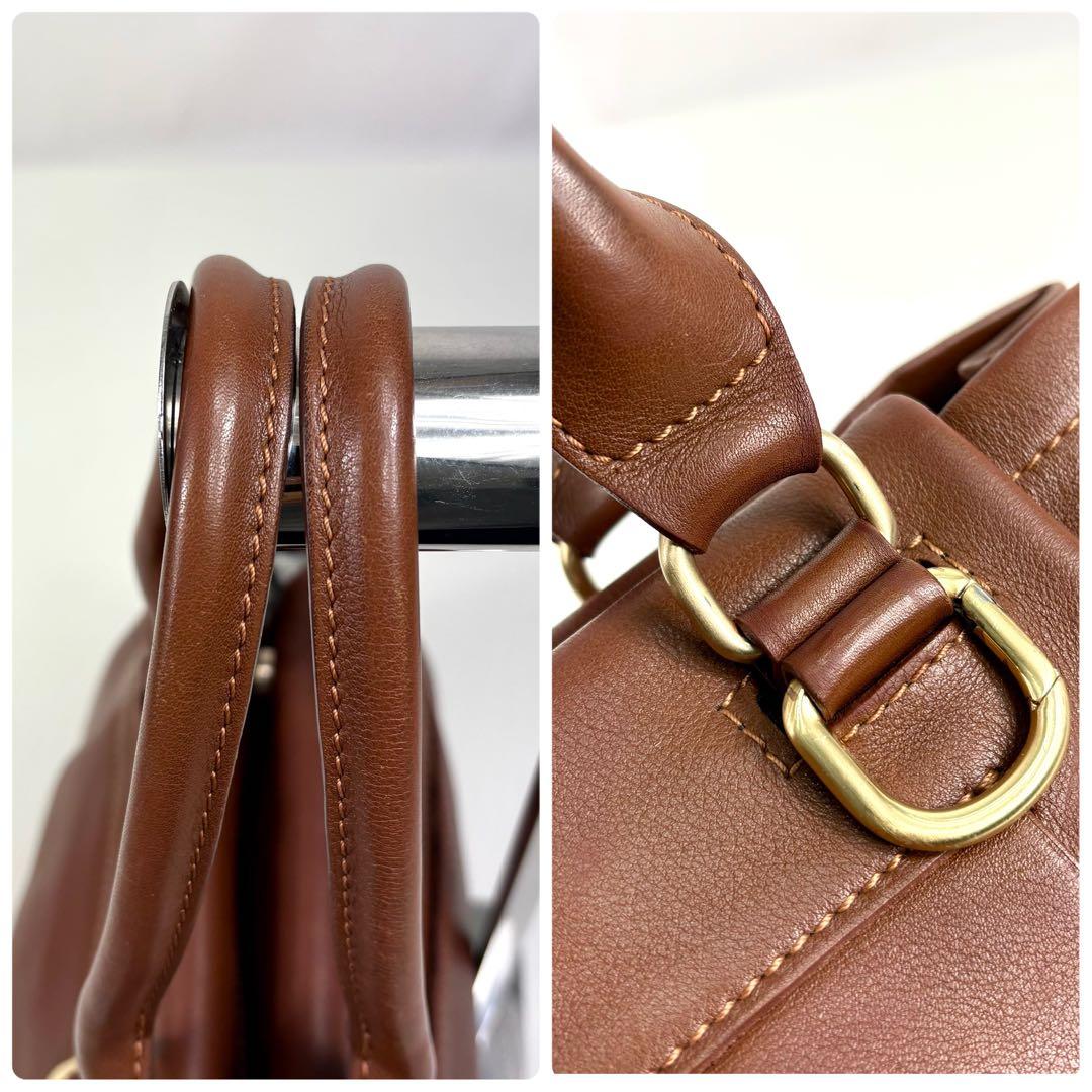 LONGCHAMP ロンシャン バルザンレザー トートバッグ ハンドバッグ 茶色