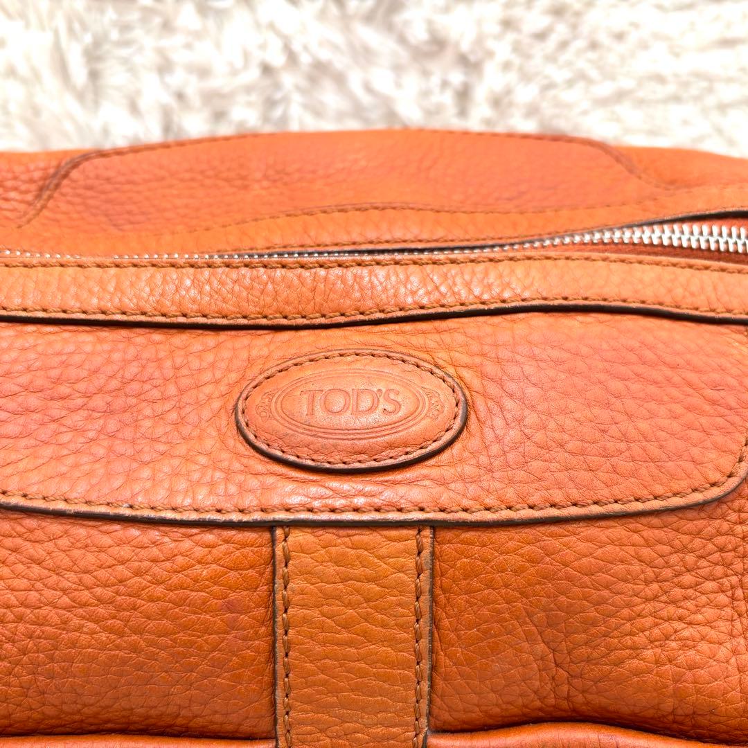TOD'S トッズ ワンショルダーバッグ 2way ロゴ型押し シボ革 レザー