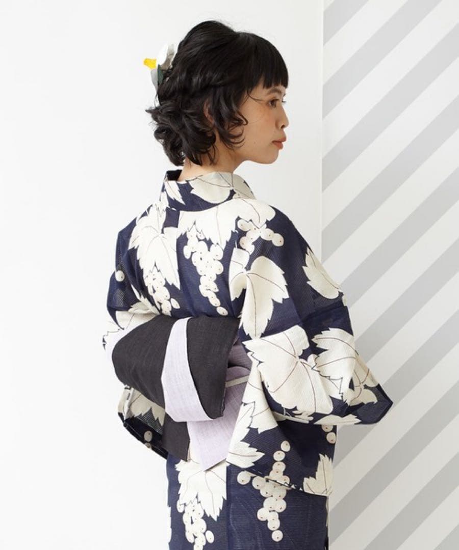 3*e様 新品　ふりふ　紫織庵　葡萄紋　浴衣セット