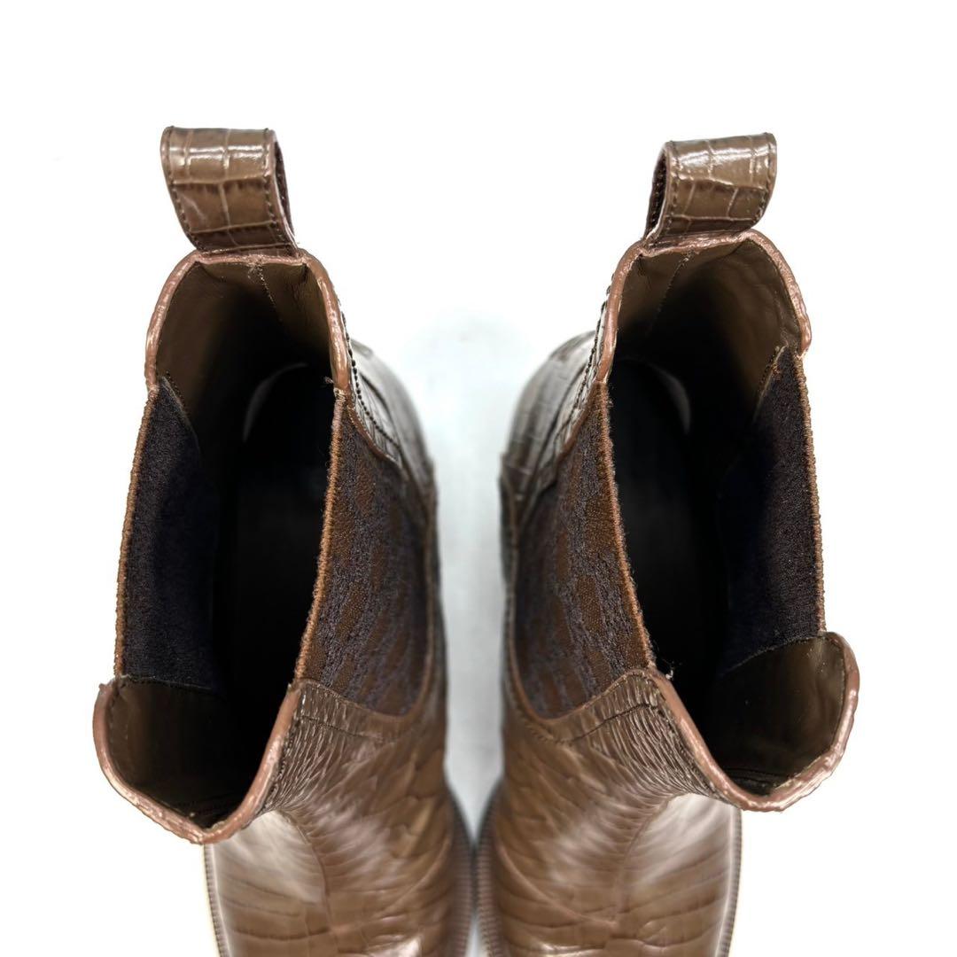 FENDI フェンディ　サイドゴアブーツ　クロコ型押し