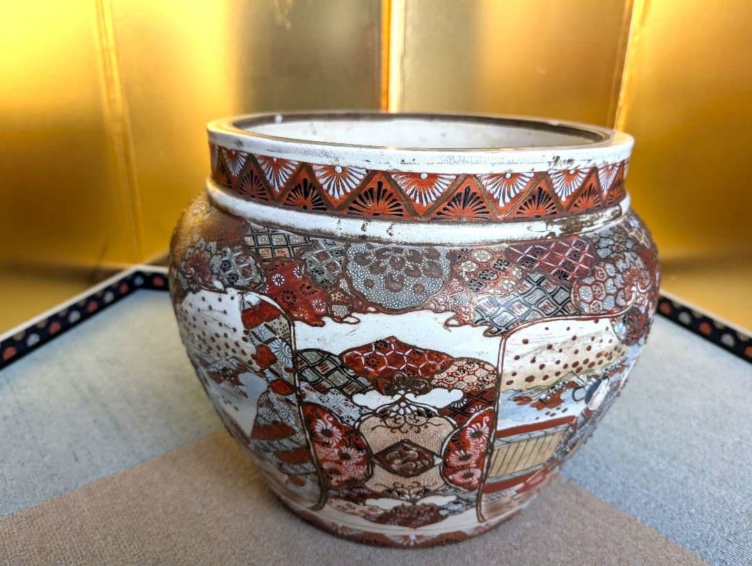 古美術　金魚鉢　水鉢　火鉢　睡蓮鉢 メダカ鉢 大型　薩摩