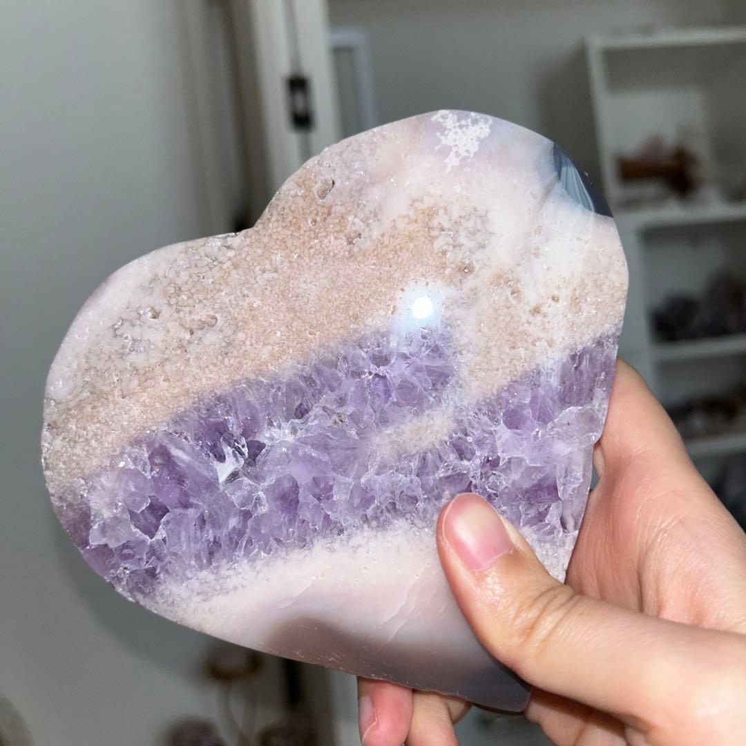 特大 ピンクアメジスト ハート 700g 天然石 結晶