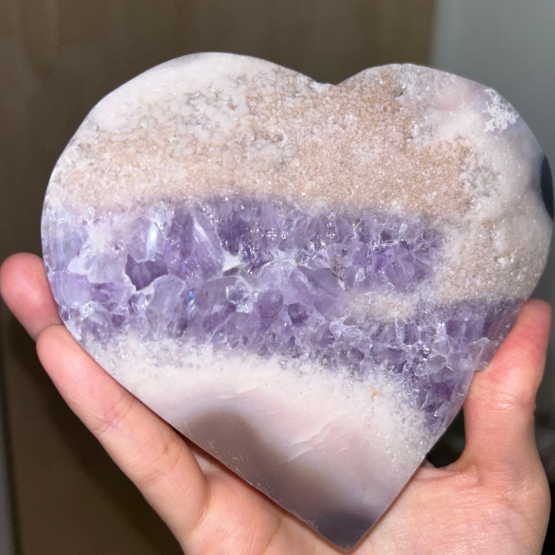 特大 ピンクアメジスト ハート 700g 天然石 結晶