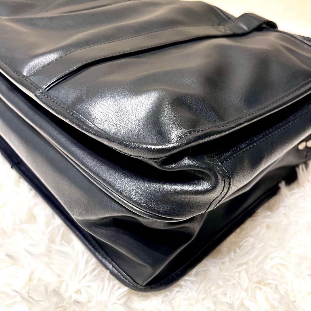 美品✨ANA 2way ビジネスバッグ オールレザー 大容量 2層式 ブラック