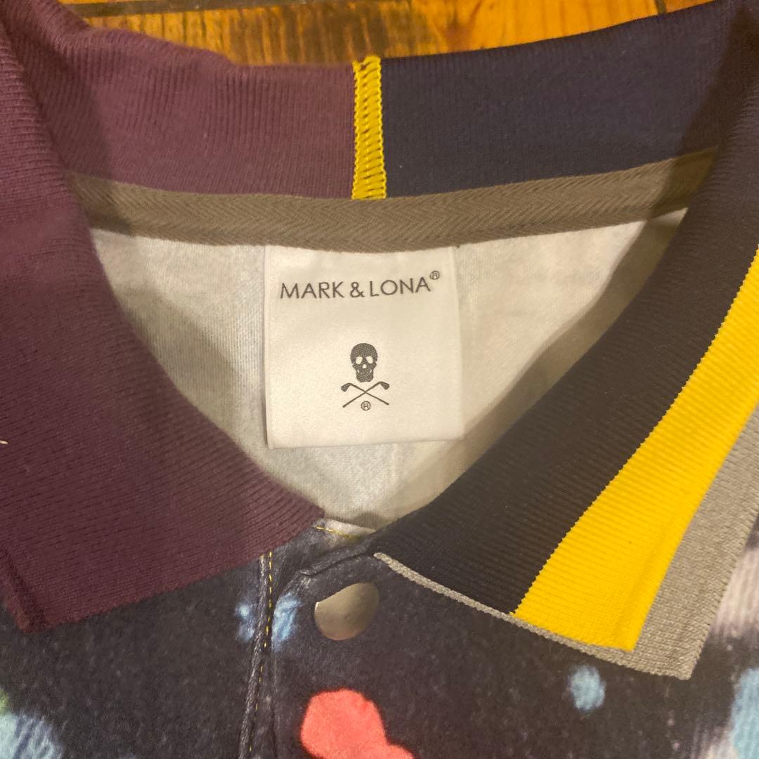 極美品 23SS マークアンドロナ ポロシャツ 総柄 スカル デニム柄