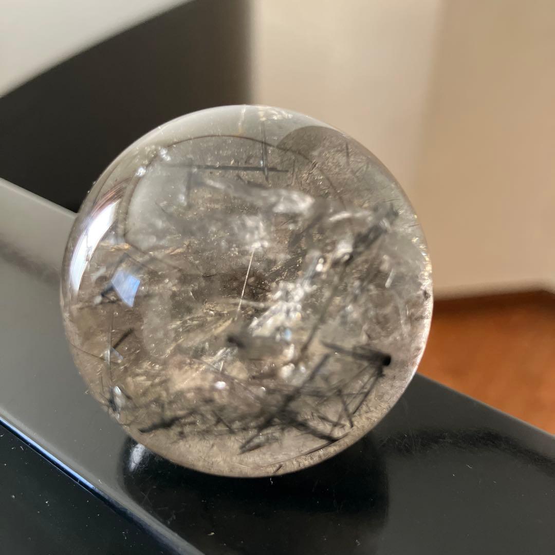 こつぶさま専用トルマリンインクォーツ　スフィア　天然石置物　E13