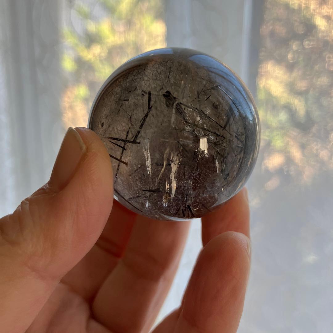 こつぶさま専用トルマリンインクォーツ　スフィア　天然石置物　E13