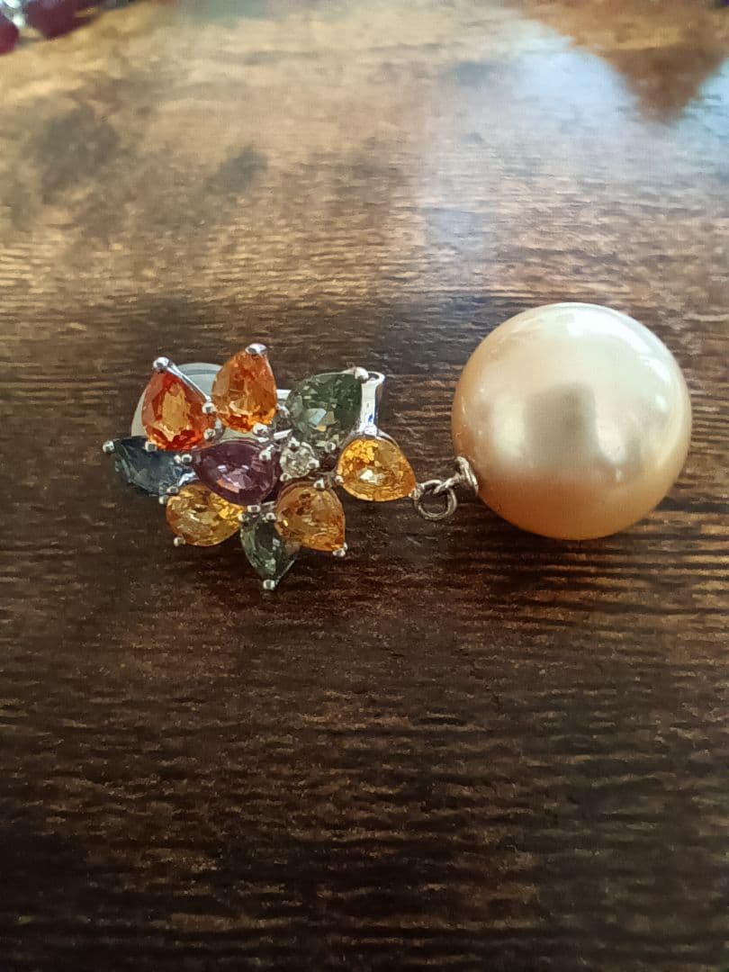 K18WG パール 花モチーフ ピアス(片耳用)