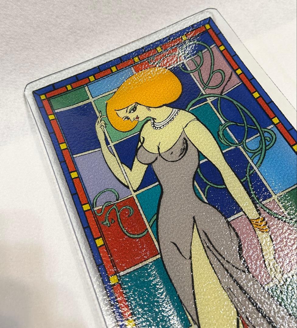 小島功 金の女 ガラス絵皿 昭和レトロ 美人画 アートプレート 置物 インテリア