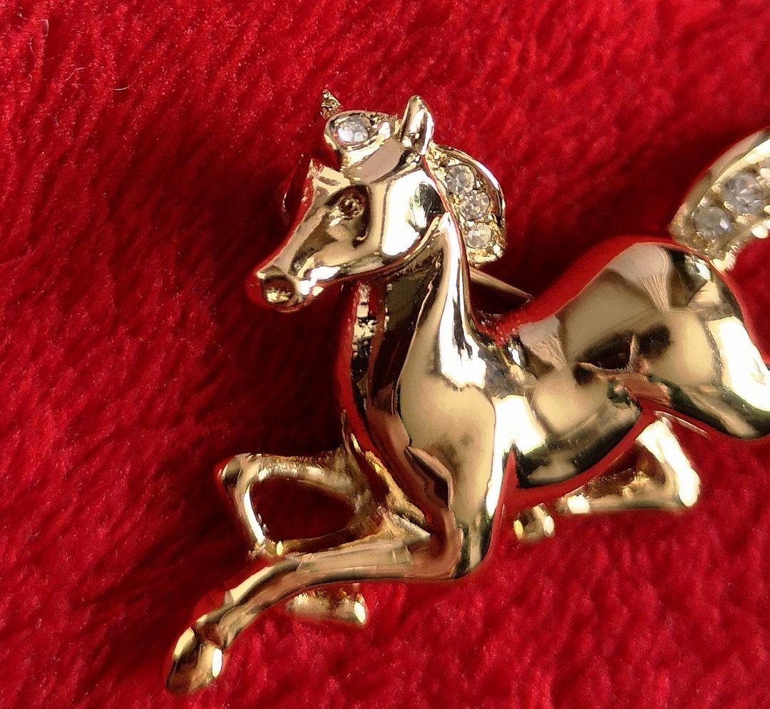 イギリス ビンテージ 希少 ブローチ A&S 美品 馬 モチーフ スワロフスキー