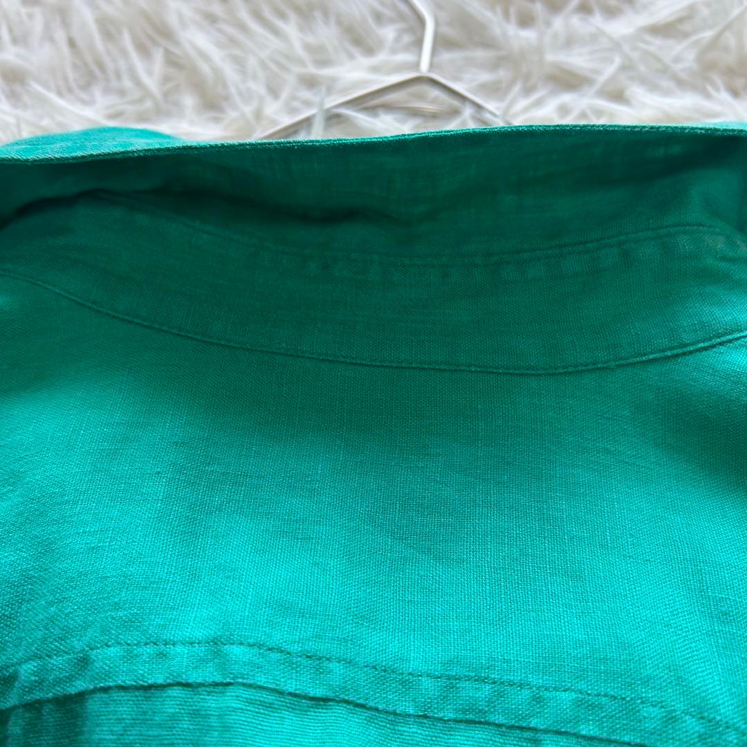 白タグ　MaxMara マックスマーラ リネン 長袖 ブラウス シャツ　グリーン