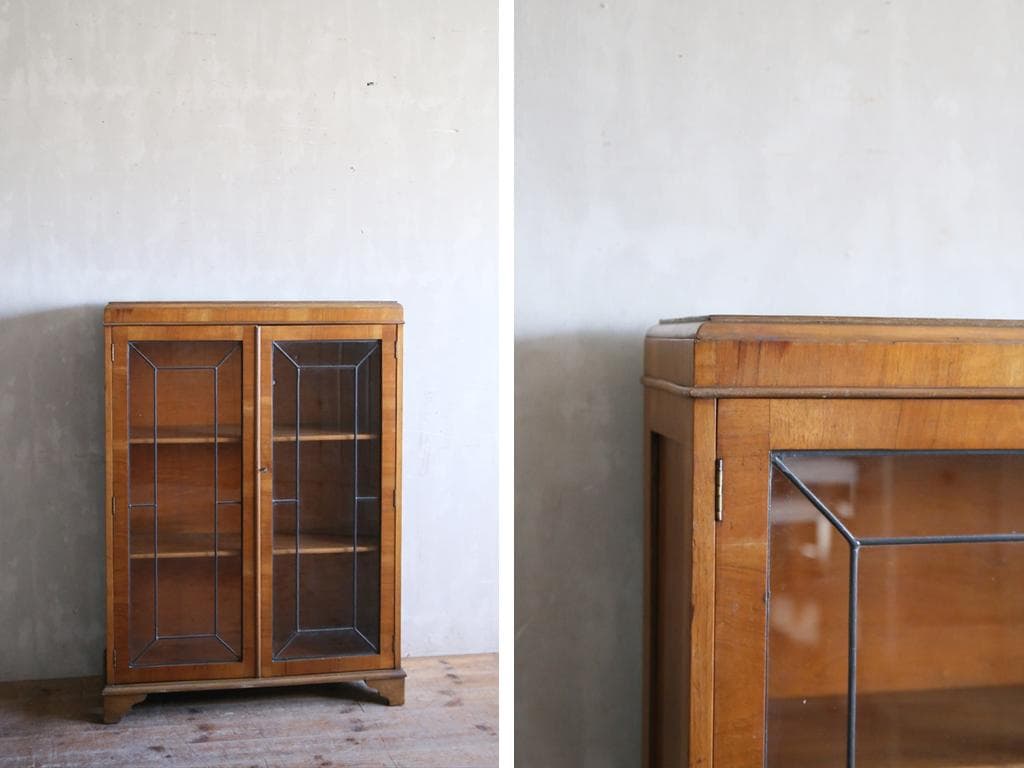 英国アンティーク木製ブックケースキャビネット/本棚/ガラス飾り棚(80-336)