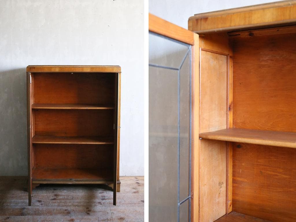 英国アンティーク木製ブックケースキャビネット/本棚/ガラス飾り棚(80-336)