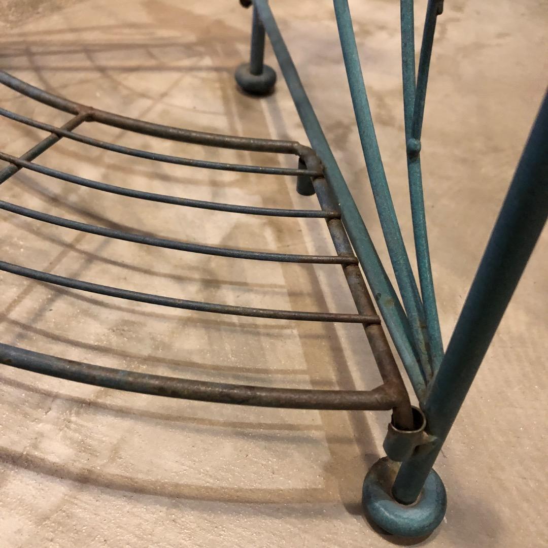 昭和レトロ　アイアン　コーナーラック　古道具　飾り棚　三角コーナーラック　収納