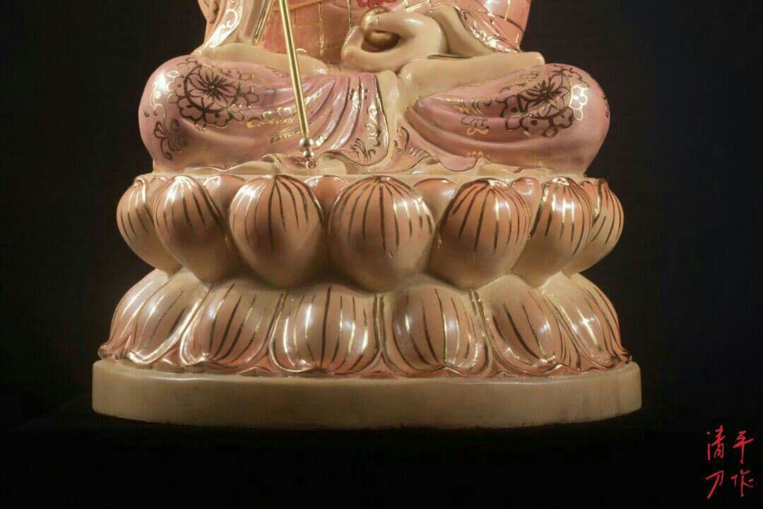 纯手作 精彫地蔵菩薩 坐像 阿智清刀木彫り 香樟彫刻 仏像 珍品 精彫2