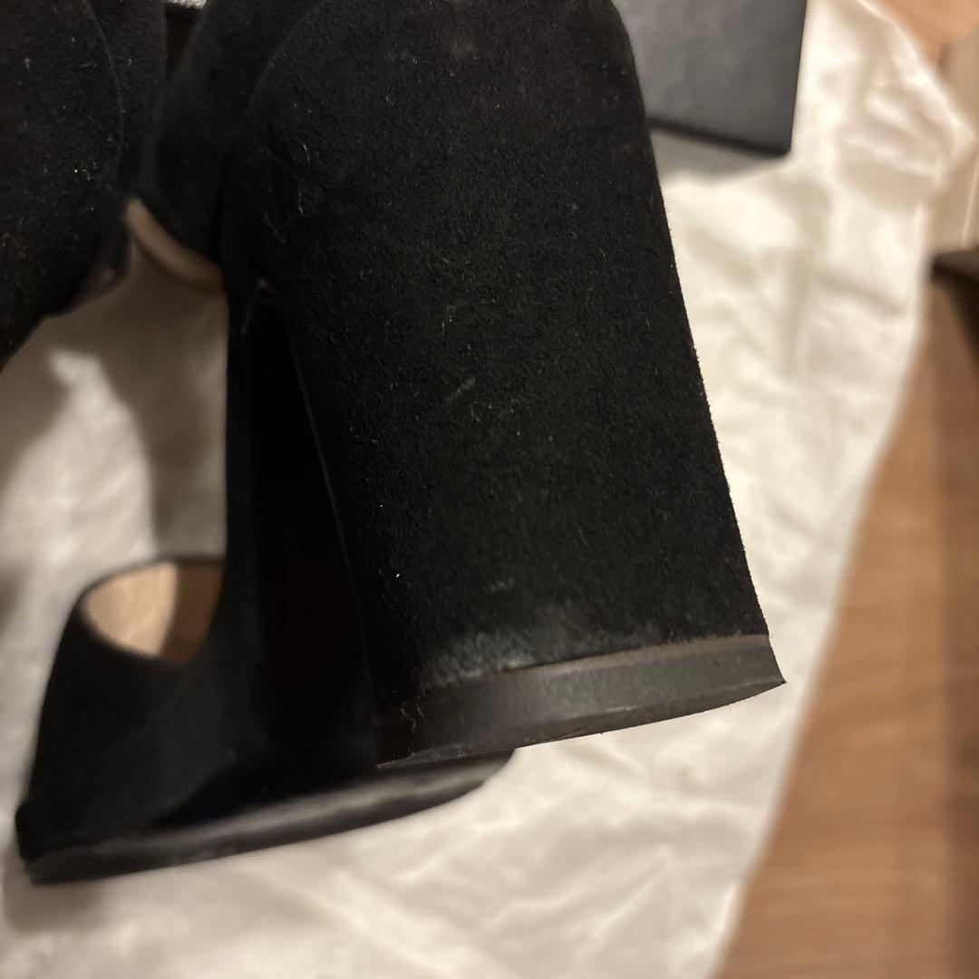 CHANEL シャネル ブラックオープントゥサンダル ベロア 37