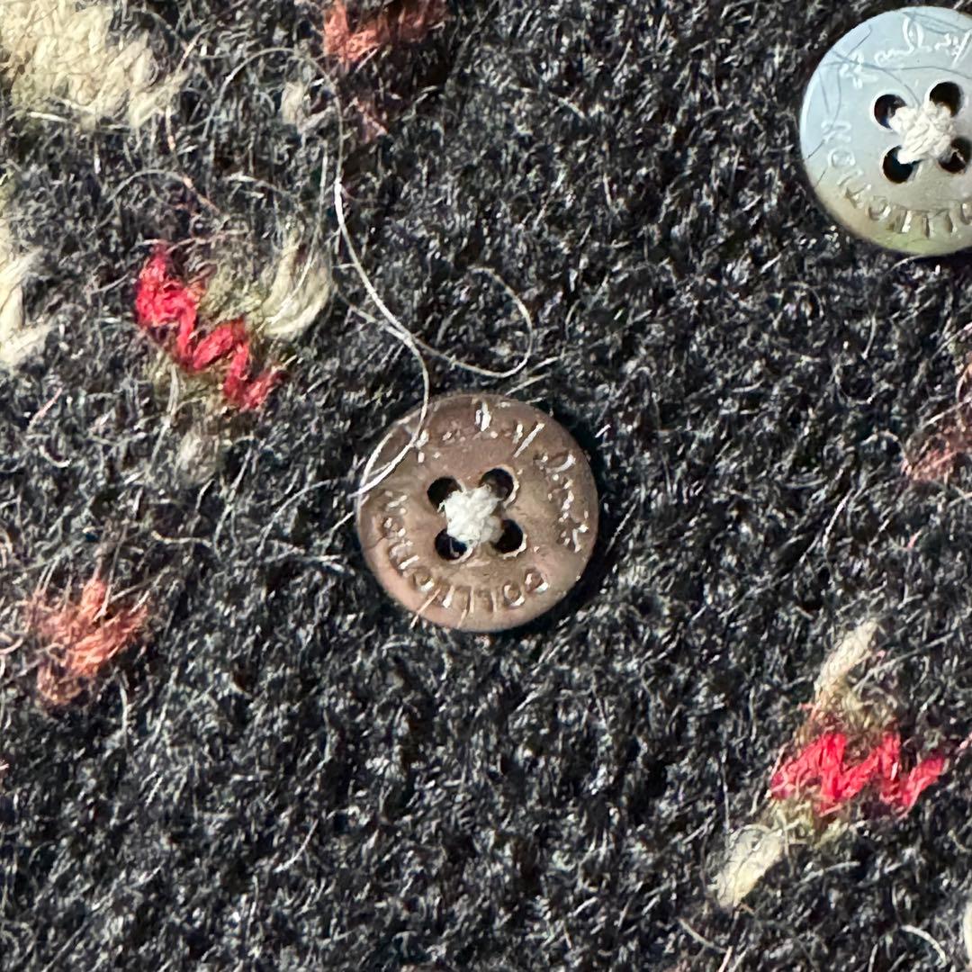 超希少★カールヘルム モヘアニット ヘンリーネック ノルディック柄 黒 XL程度