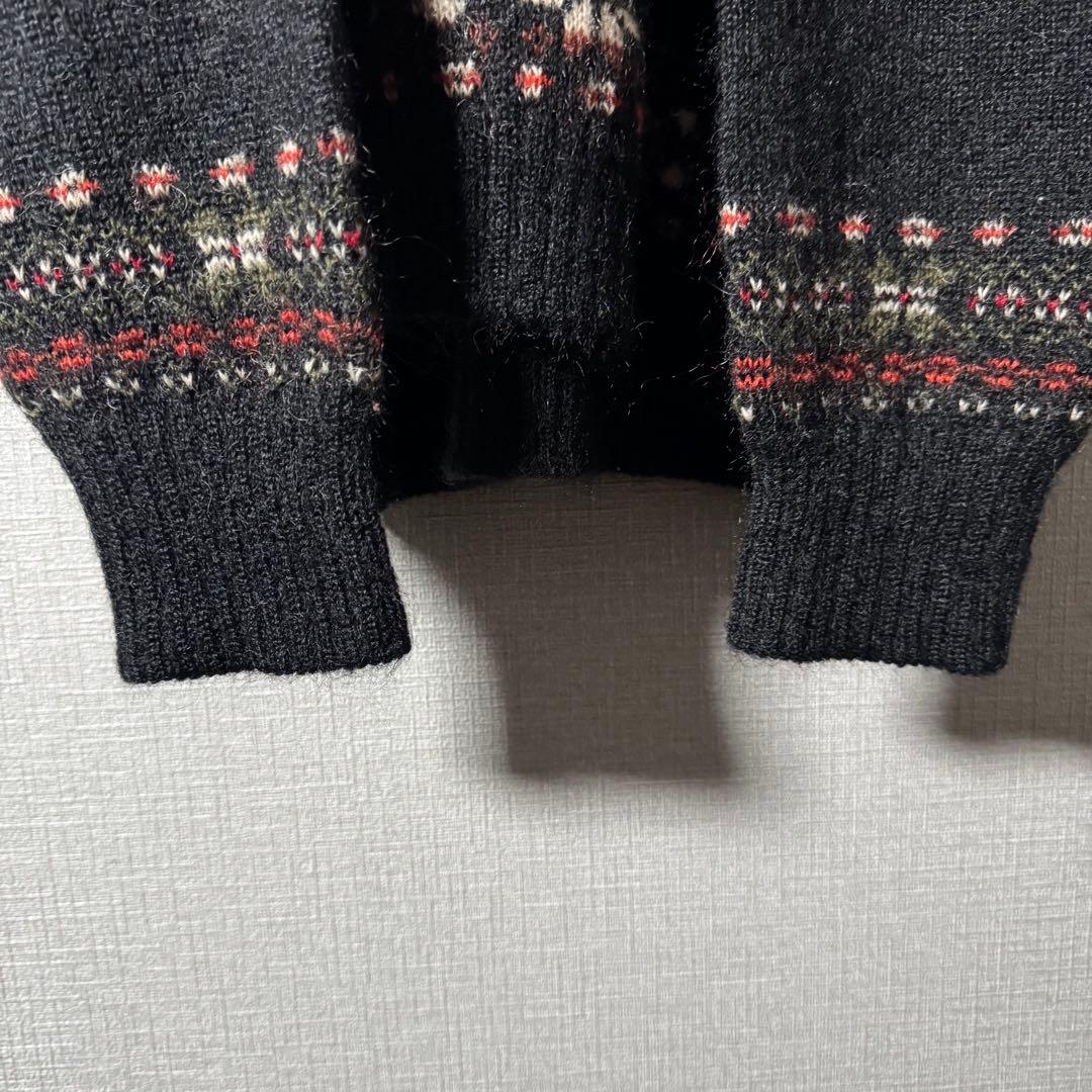 超希少★カールヘルム モヘアニット ヘンリーネック ノルディック柄 黒 XL程度