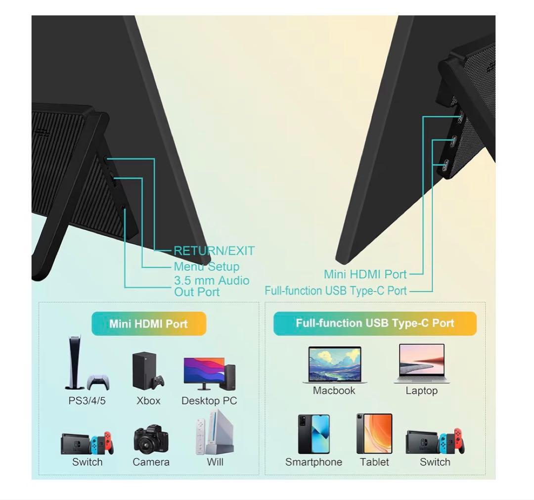 18.5インチ ノートパソコン用 ポータブルモニター 1080P