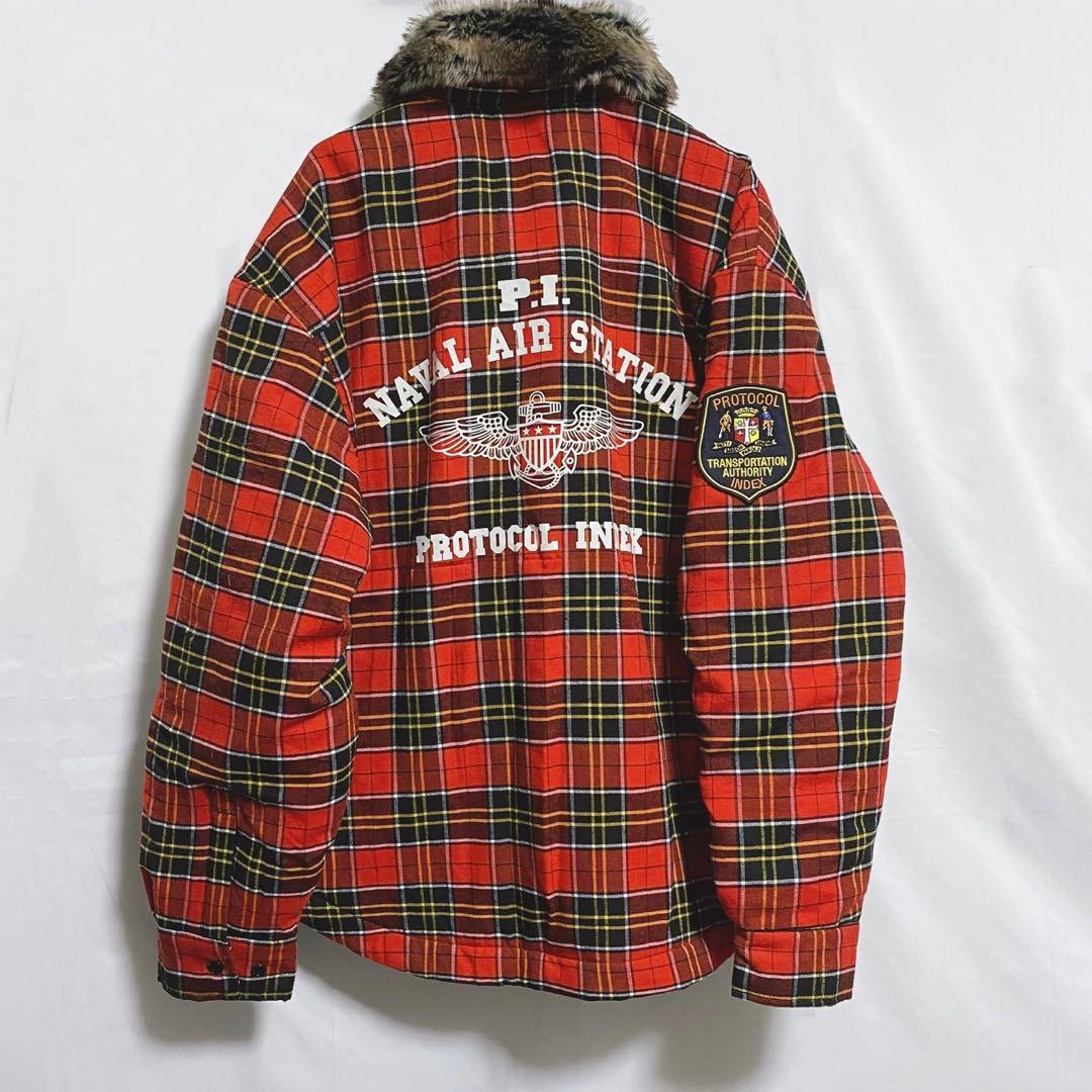 ジャケット・アウター Protocol Index FUR FLANNEL JACKET RED