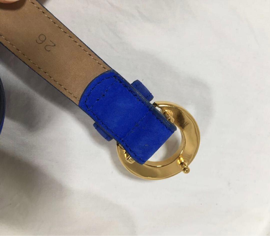 Tiffany ベルト　女性用　ブルー　ゴールド　本革　スエード　ティファニー