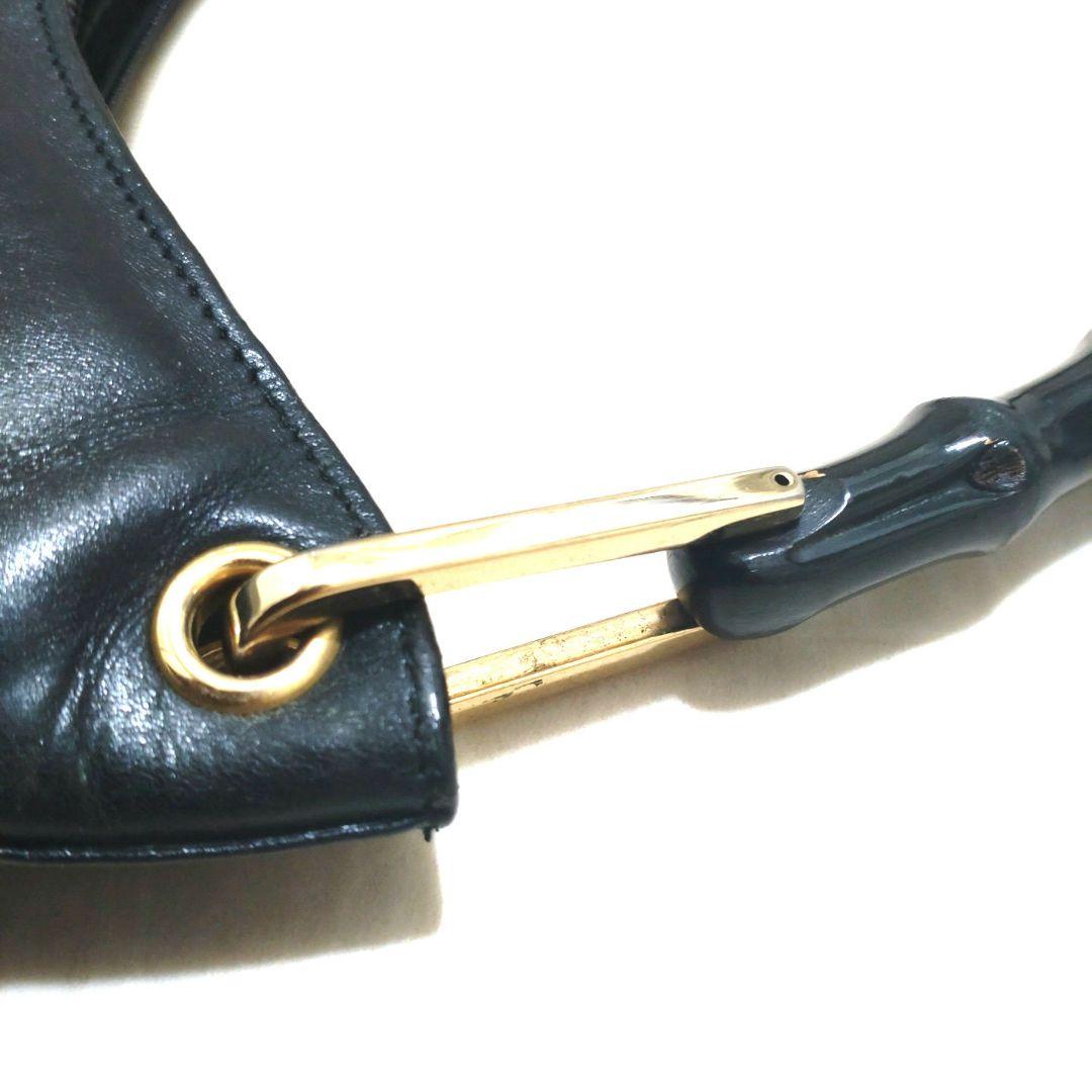 訳あり GUCCI グッチ バンブー ショルダーバッグ ハンドバッグ 黒